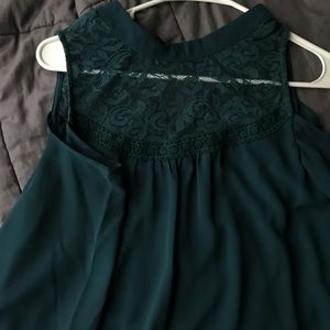 Teal cold shoulder dress